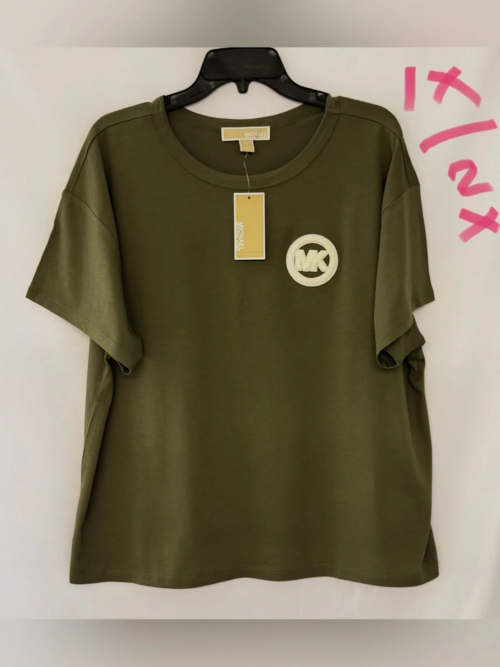 MICHAEL Michael Kors Olive Green MK Patch Short Sleeve Tee